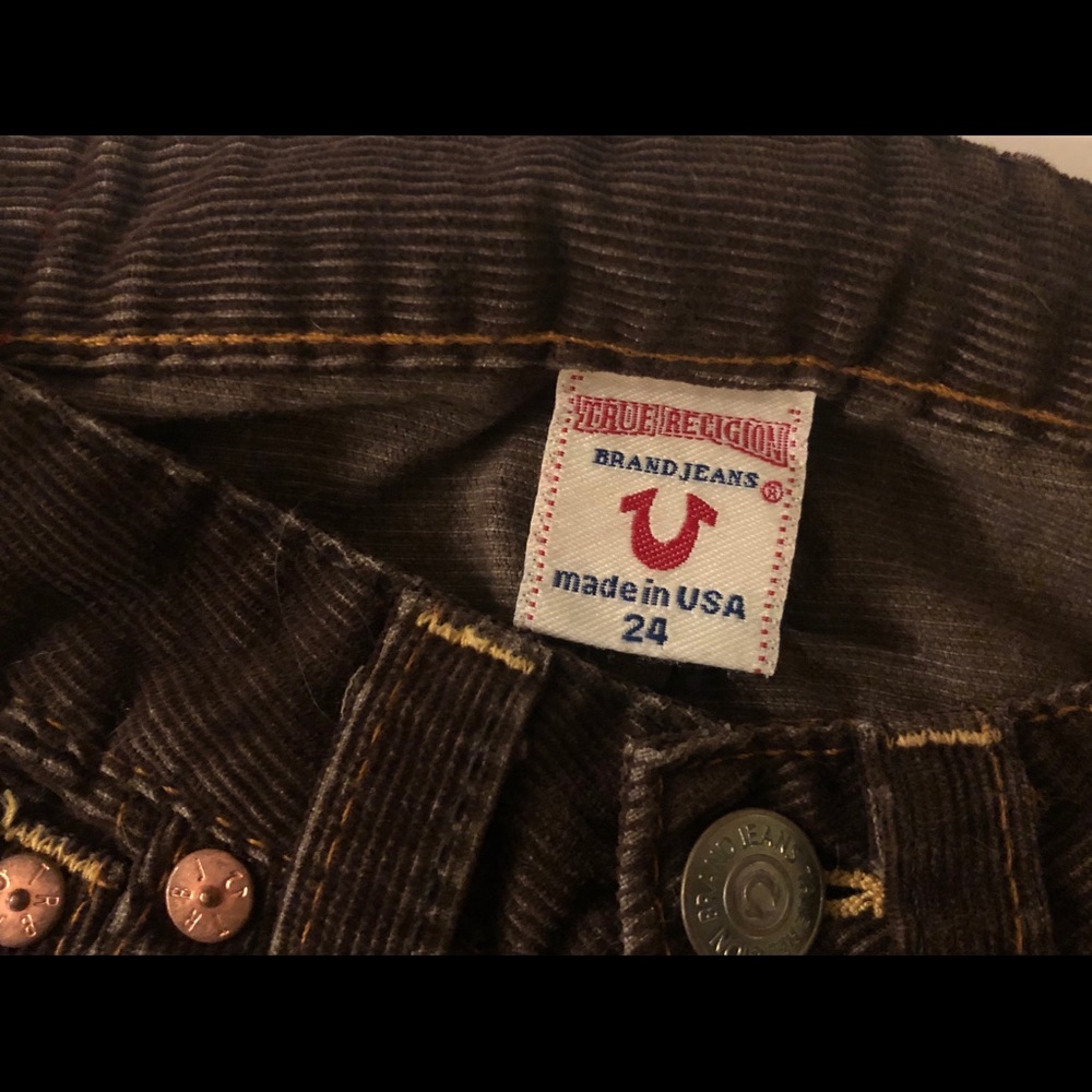 TRUE RELIGION Brown corduroy flare pants. Size 24.